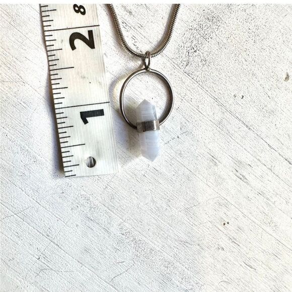 Blue lace agate silver pendant necklace - Picture 8 of 11